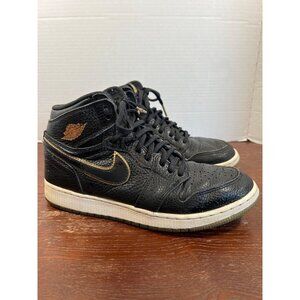 Air Jordan 1 Mid SE Black/Gold Sneakers  Size 7Y Leather Classic Style
